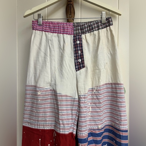 Free‎ People Tricia Fix $248 Patchwork Pants Polo Ralph Lauren Repurposed Artsy - Picture 3 of 9